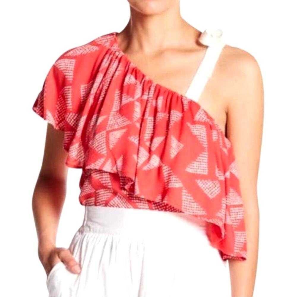 NWT Splendid overlay ruffled top one shoulder blouse size small